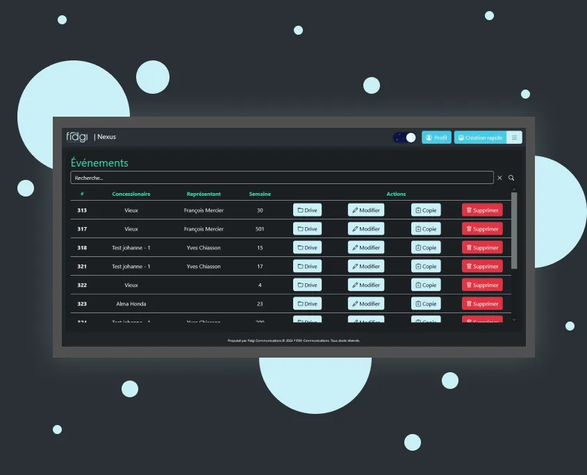Nexus by Fidgi dashboard screen