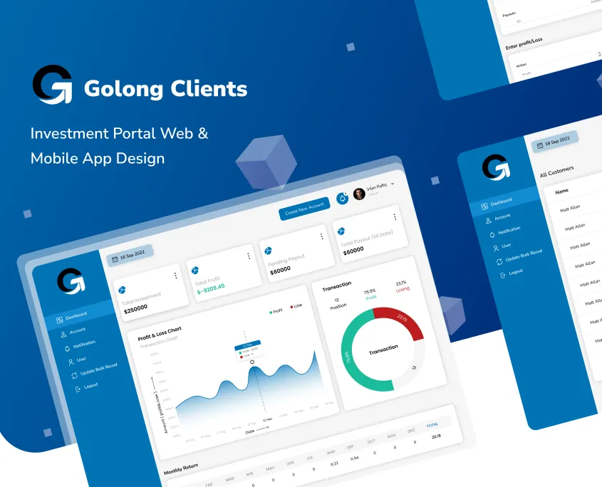 GoLong Clients investment portal dashboard