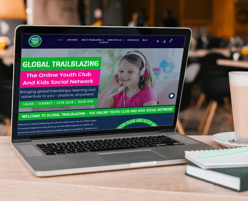 Global Trailblazing website on a laptop