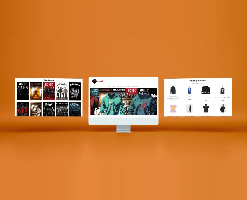 Ultimate Merch 4 All online store shown on desktop screens